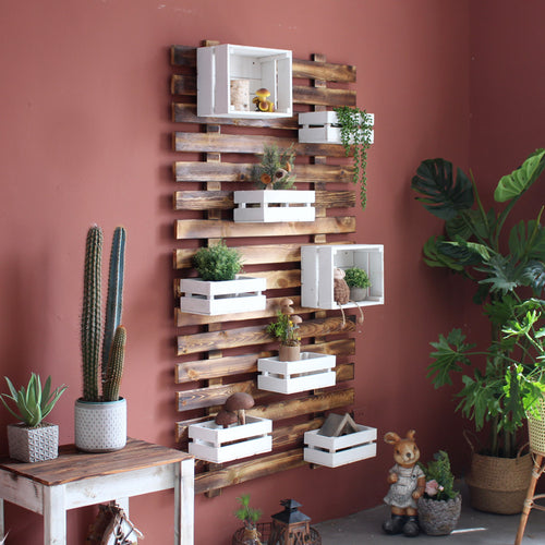 Wall shelf system with integrated storage boxes Bowlift