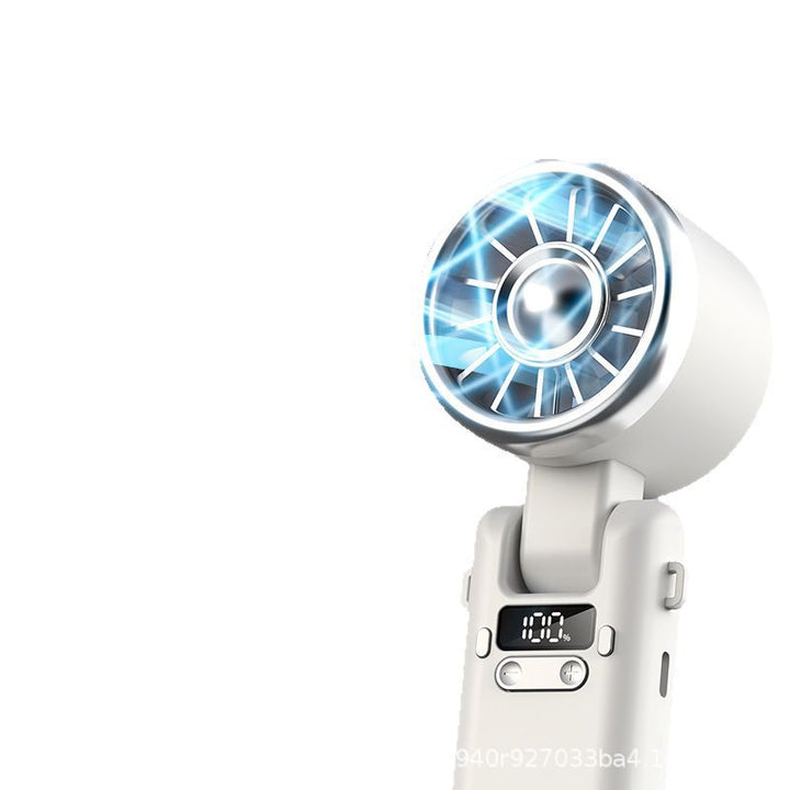 Unisex nan foldable high-power handheld rechargeable fan with digital battery indicator and adjustable swivel head Bowlift