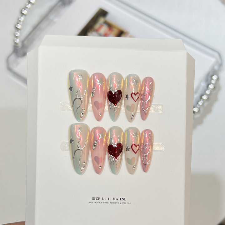 Elegant Decorative Stiletto Press-On Nail Art Set Bowlift