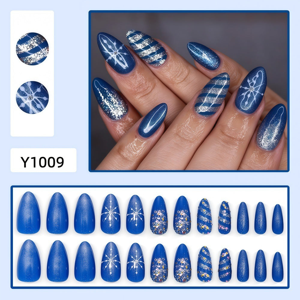 Glamorous artificial nails with glitter and pattern design Bowlift