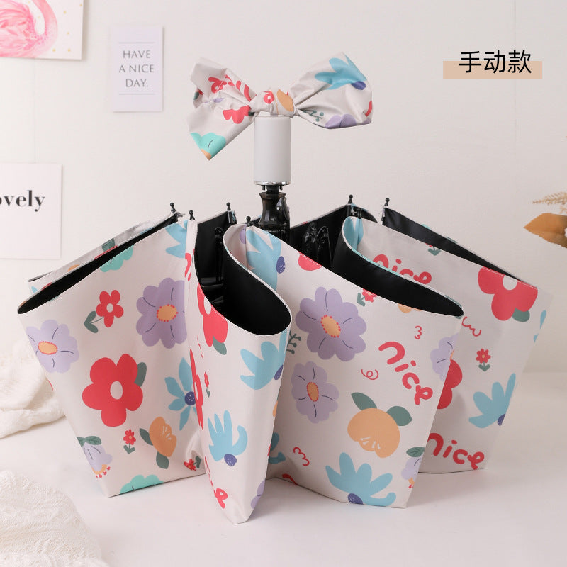 Ladies Rainbow Colored Folding Umbrellas Bowlift