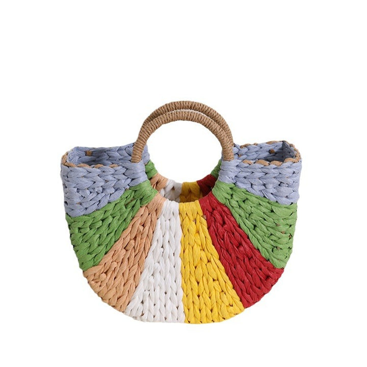 Handmade wicker bag with colorful pattern Bowlift