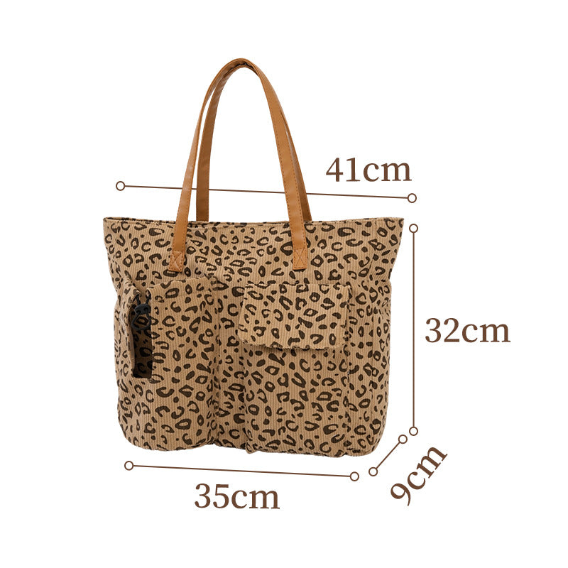 Spacious Leopard Print Canvas Tote Bag Bowlift