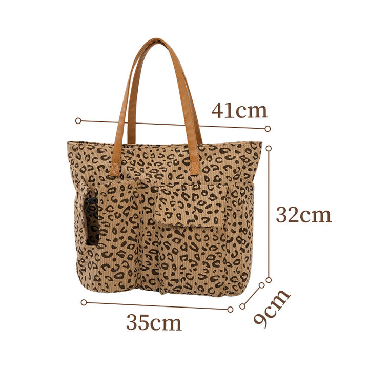 Spacious Leopard Print Canvas Tote Bag Bowlift