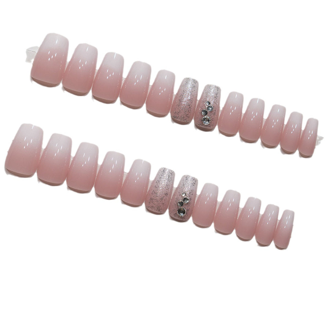 Elegant Ombre Press-On Nail Tips with Rhinestone Accents Bowlift