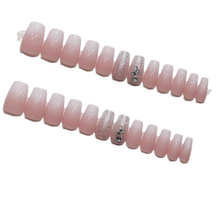 Elegant Ombre Press-On Nail Tips with Rhinestone Accents Bowlift