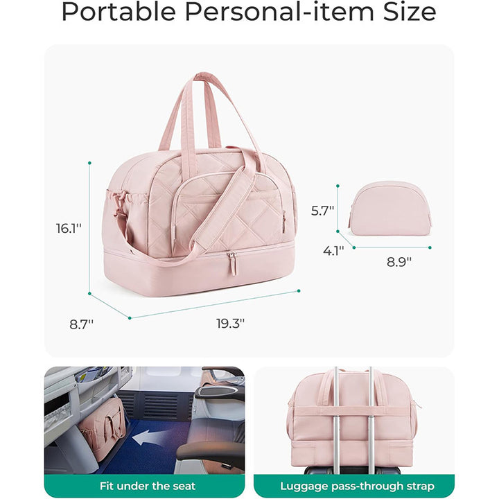 Multifunctional Quilted Travel Bag with Removable Cosmetic Pouch Bowlift