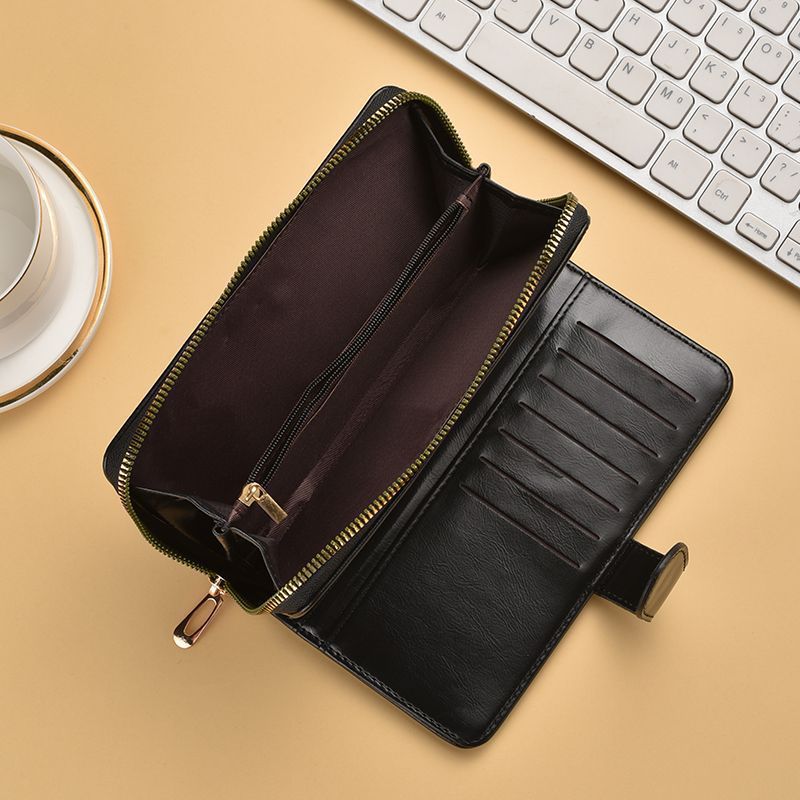 Slim Double-Zippered Wallet with Wrist Strap Bowlift