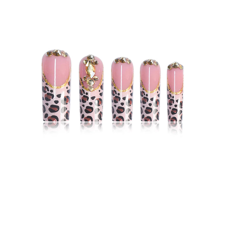 Artistic Leopard Print Nail Extensions Bowlift