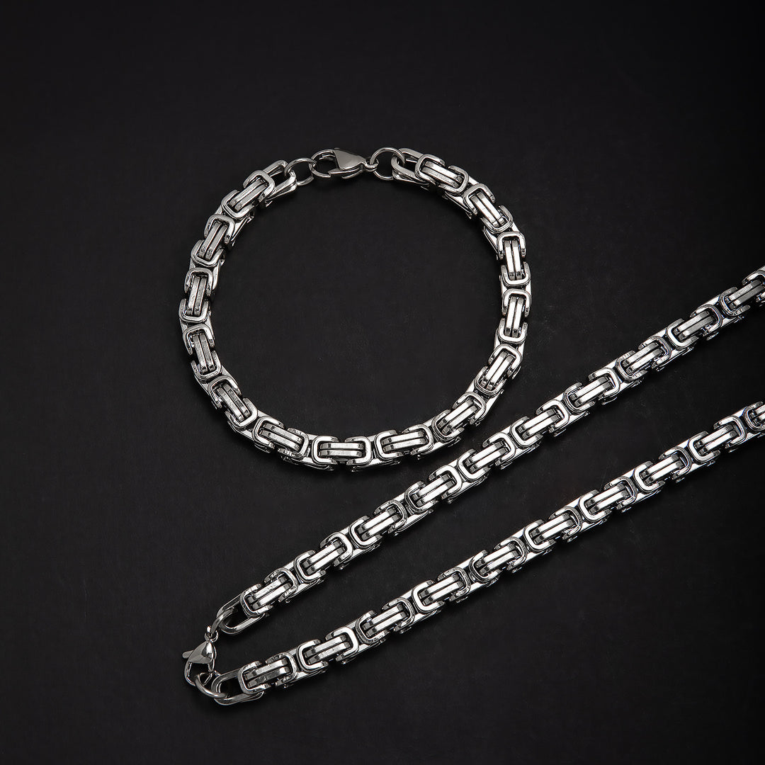 Elegant Interlocking Chain Necklace and Bracelet Set Bowlift