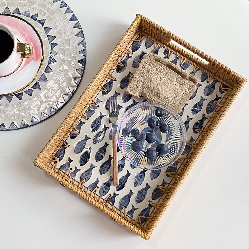 Women rectangular serving platter with handmade mosaic Bowlift