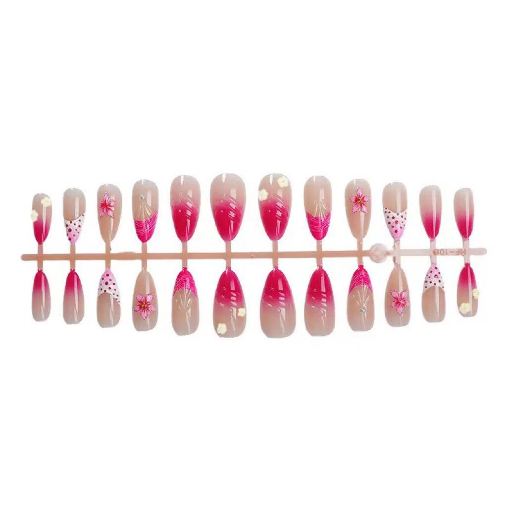 Artistic Floral-Accent Press-On Nails Bowlift