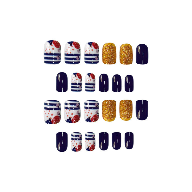 Decorative Floral Press-On Nail Set Bowlift 1787913909