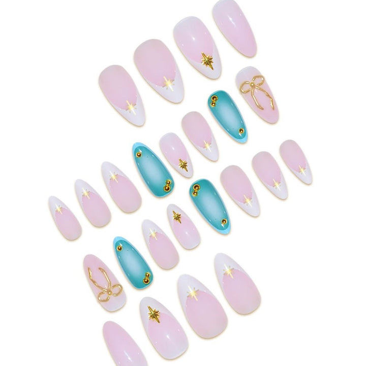 Artistic Stiletto Nail Art Set with Gold Accents Bowlift