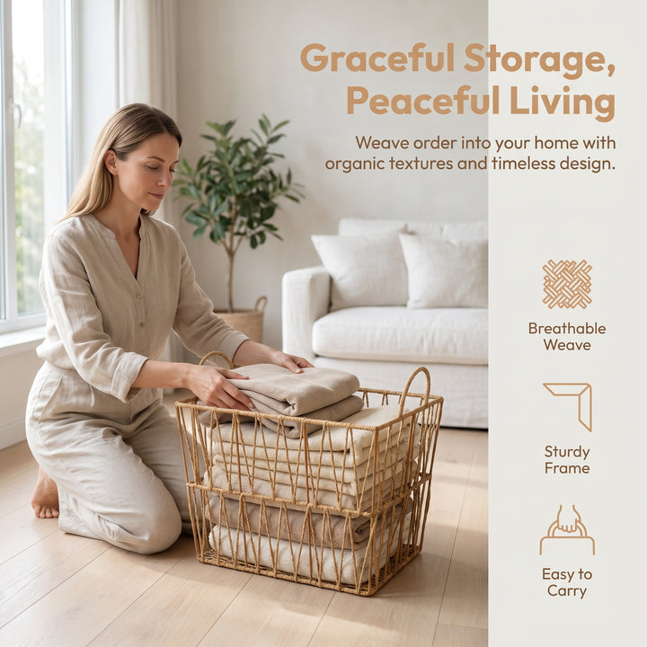 Handcrafted Rope Woven Storage Basket Bowlift