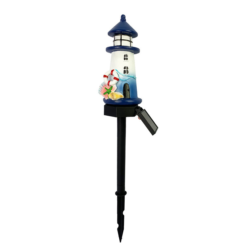 Solar-Powered Coastal Lighthouse Garden Stake Light With Warm LED Resin Lantern And Dusk-To-Dawn Sensor Bowlift