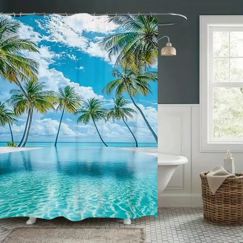 Coastal Scene Shower Curtain Bowlift