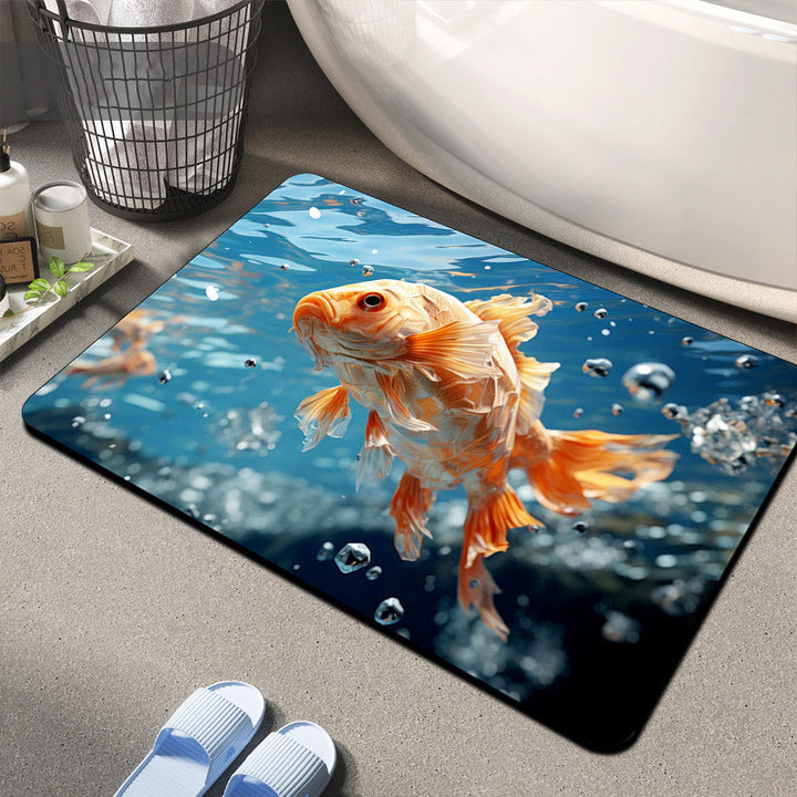 Floral Design Memory Foam Bath Mat Bowlift