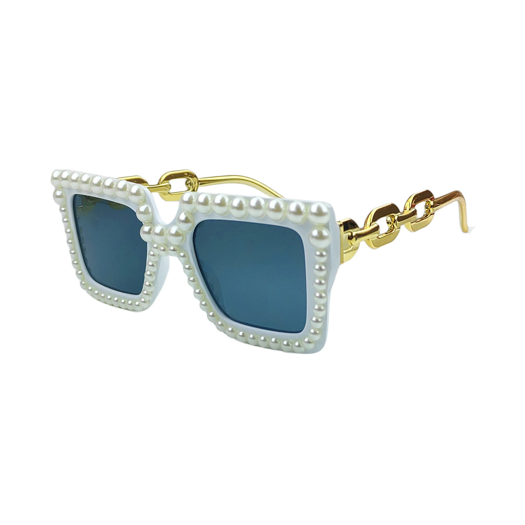 Women's Fashion Square Sunglasses with Chain Decoration Bowlift