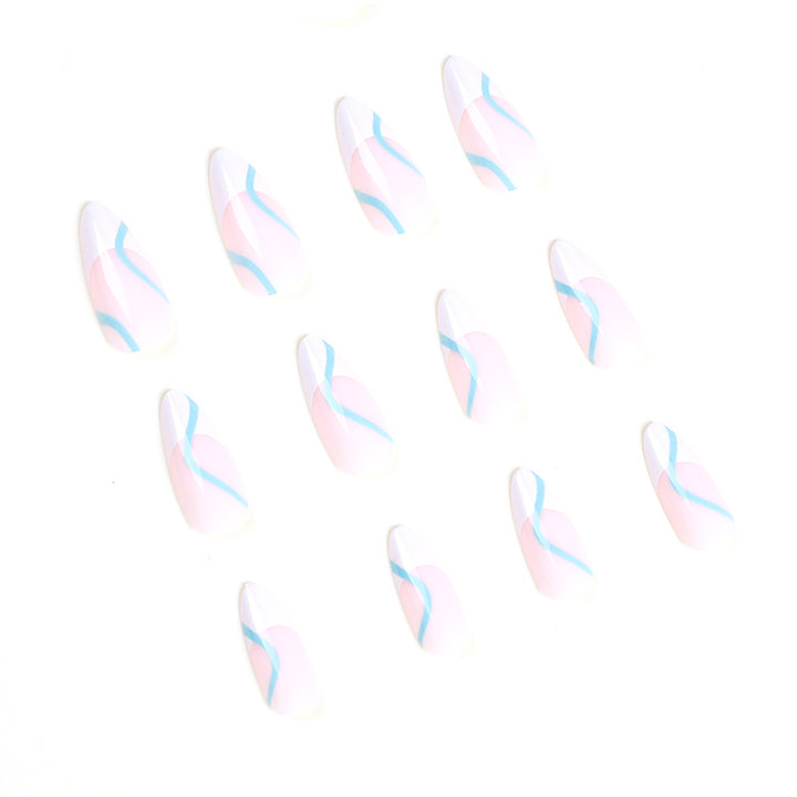 Artful Nail Extensions in an Elegant Design with Colorful Accents Bowlift