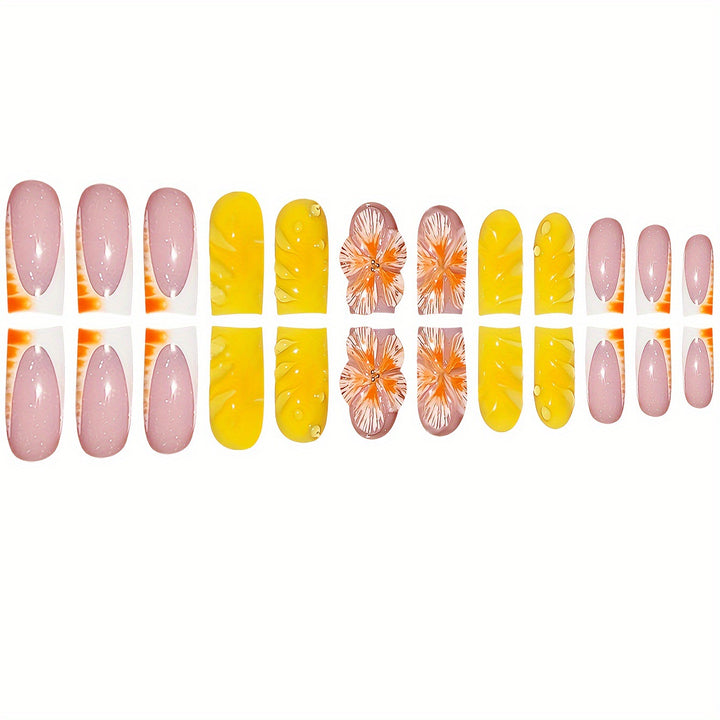 Decorative Floral Print Press-On Nails Bowlift