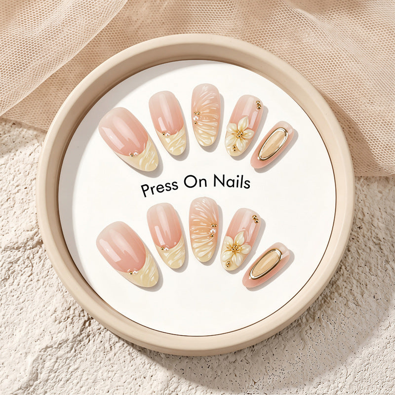 Elegant Floral Press-On Nail Set Bowlift 1789389044