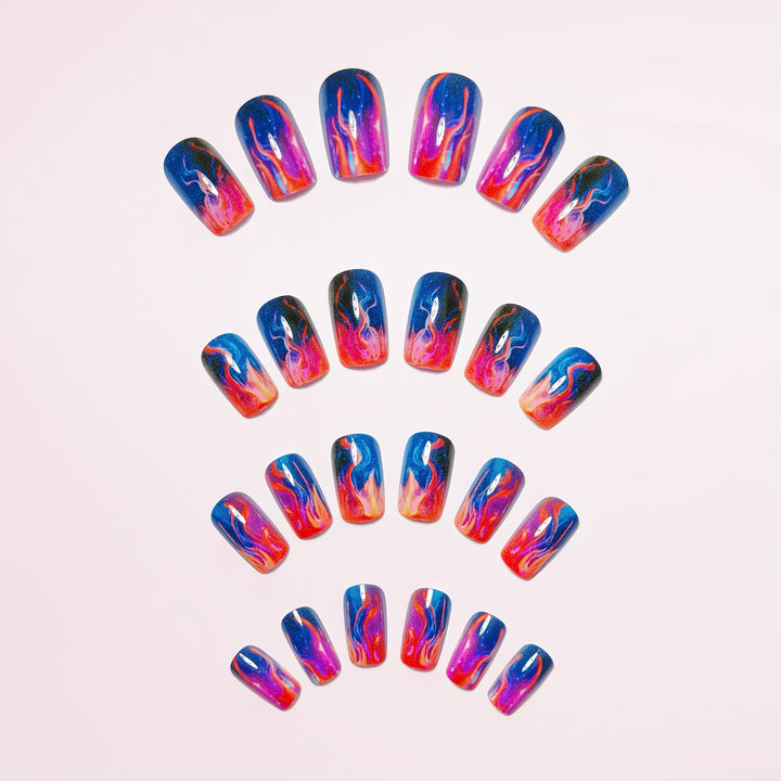 Artistic Flame Effect Nail Art Bowlift