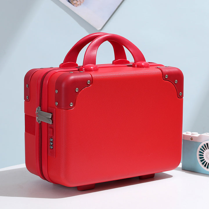 hard-shell vanity carry cosmetic case with reinforced corners and combination lock Bowlift