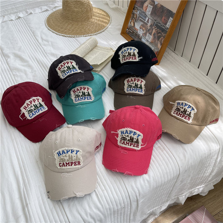 Men's Distressed Vintage-Inspired Baseball Cap Bowlift