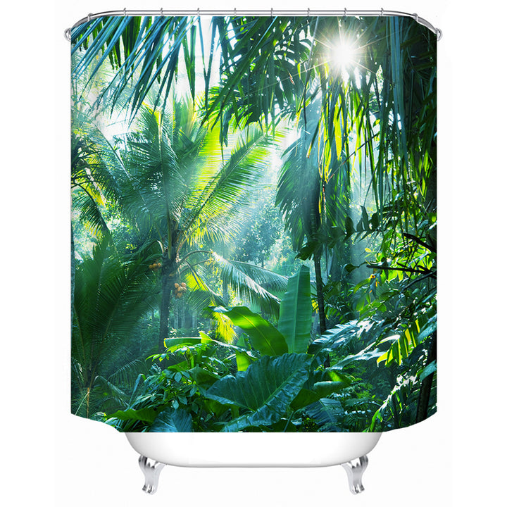 Tropical Jungle Print Shower Curtain Bowlift