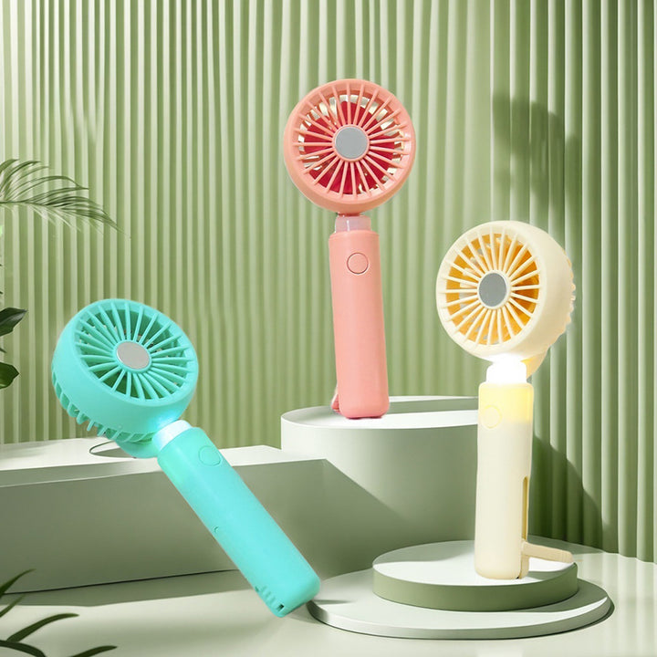 Women's Portable Hand Fan with Integrated LED Lighting Bowlift