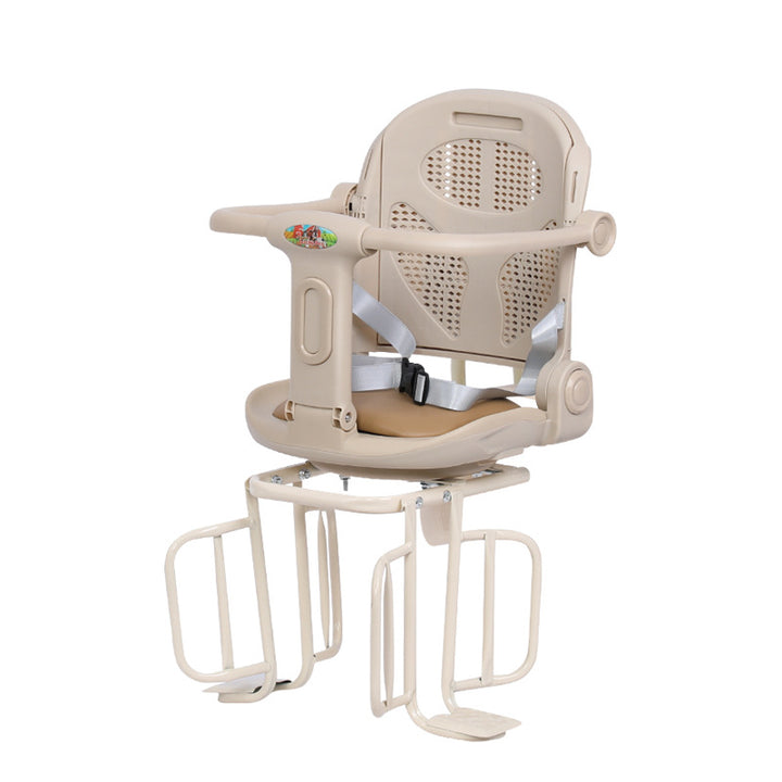 rear-mounted toddler bicycle seat with padded ergonomic backrest adjustable footrests and secure harness Bowlift