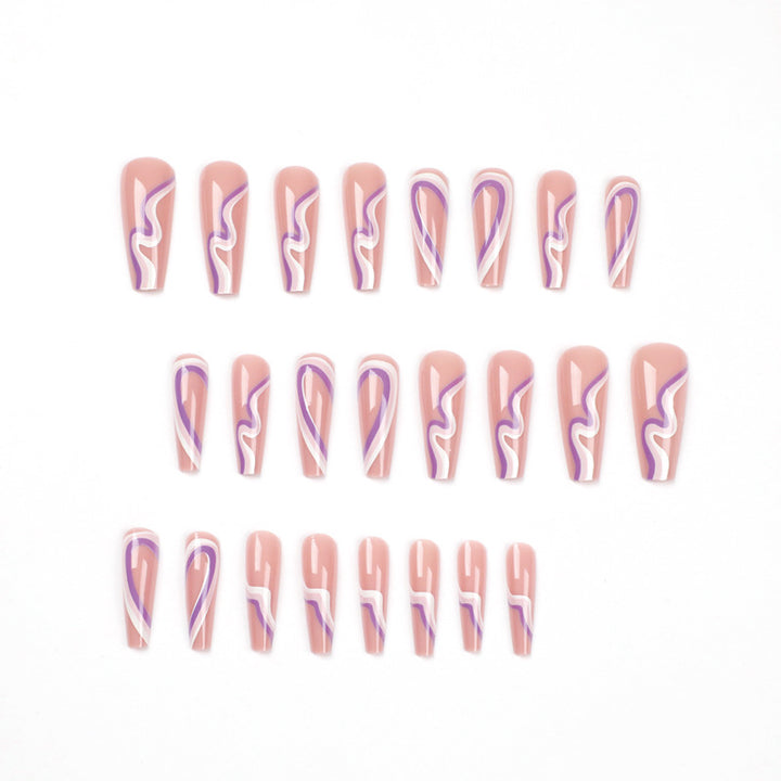 Artful nail extensions with elegant wave pattern Bowlift