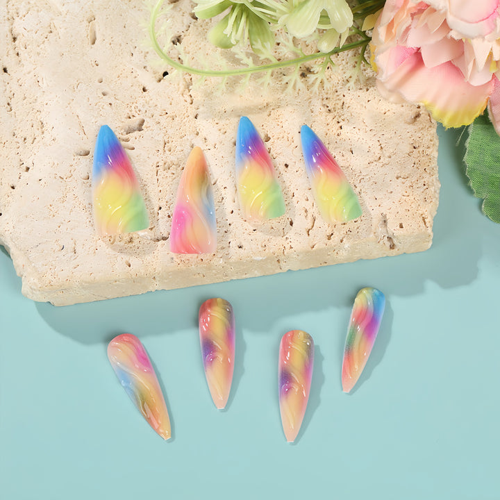 Gradient Color Artificial Nails Bowlift