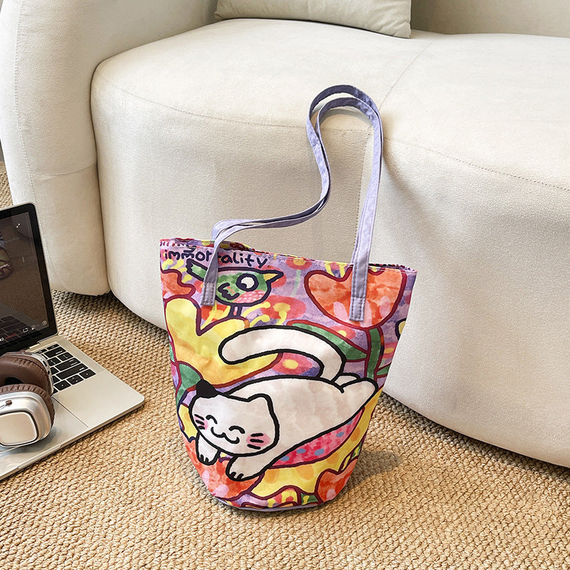 Fun Artistic Cat-Themed Tote Bag Bowlift