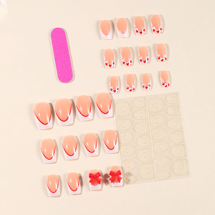 Romantic Heart-Accent Nail Art Extensions Bowlift