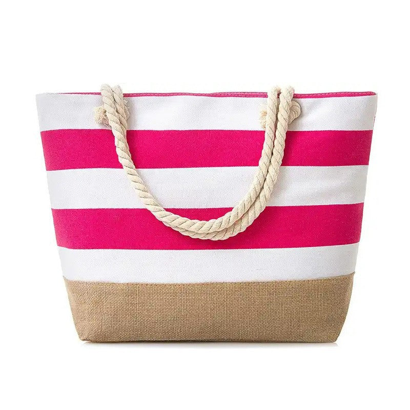 Beach bag with maritime stripes and sturdy rope handles Bowlift