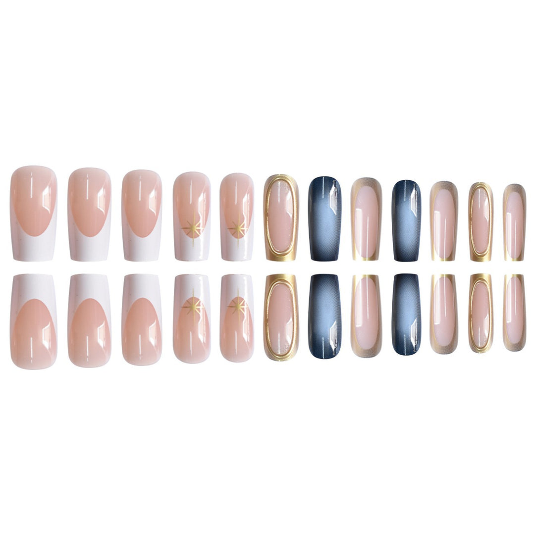Elegant Ombre Press-On Nail Set with Gold Accents Bowlift