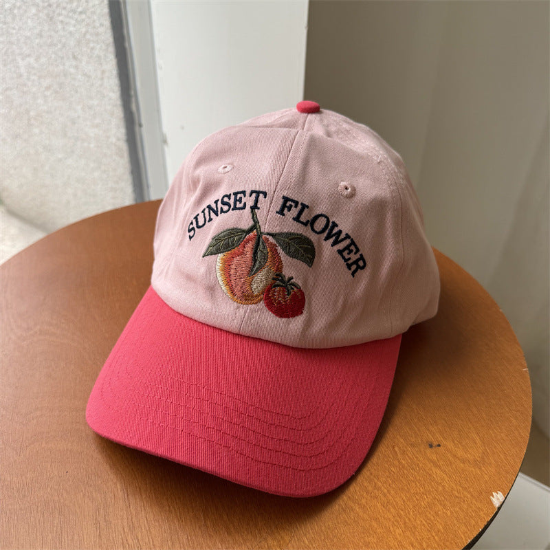 Women's Embroidered Fruit-Themed Baseball Cap Bowlift
