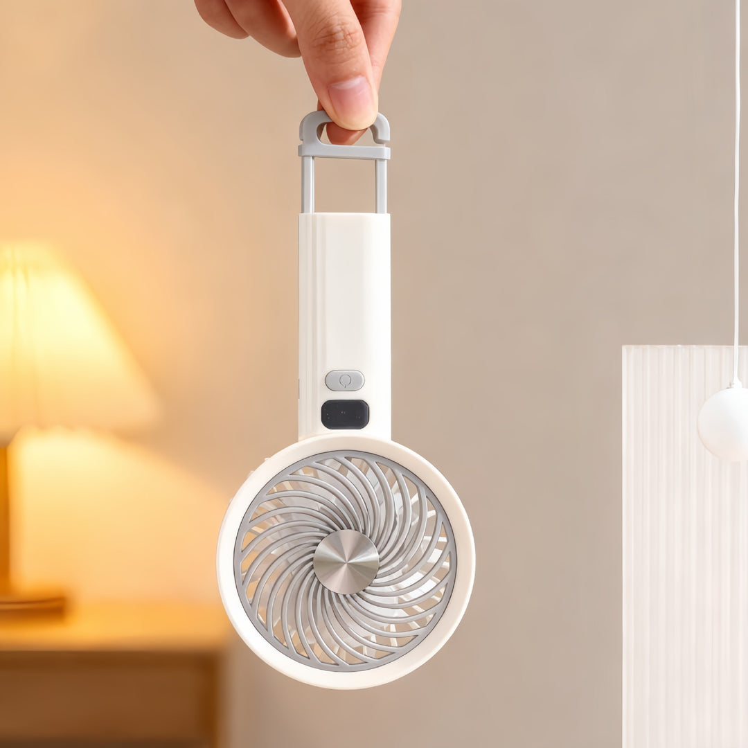 Women's Portable Handheld Fan with Digital Temperature Display and Ergonomic Handle Bowlift