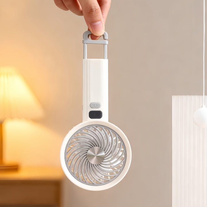 Women's Portable Handheld Fan with Digital Temperature Display and Ergonomic Handle Bowlift