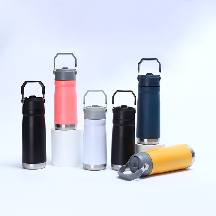 Women's Practical Insulated Drinking Bottle with Foldable Carry Handle Bowlift