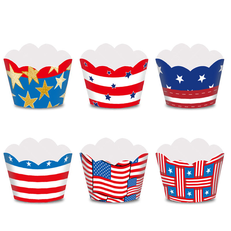Unisex nan Patriotic Cupcake Wrappers Set for Independence Day Party with Scalloped Edges and Printed Stars Stripes Bowlift