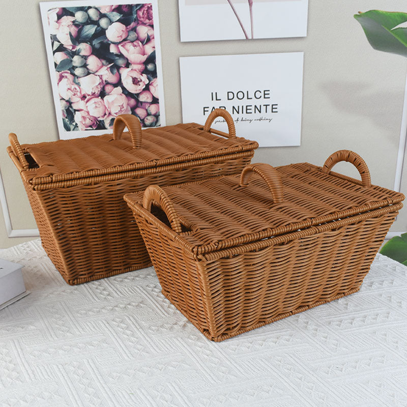 Handcrafted Woven Storage Basket with Lid Bowlift