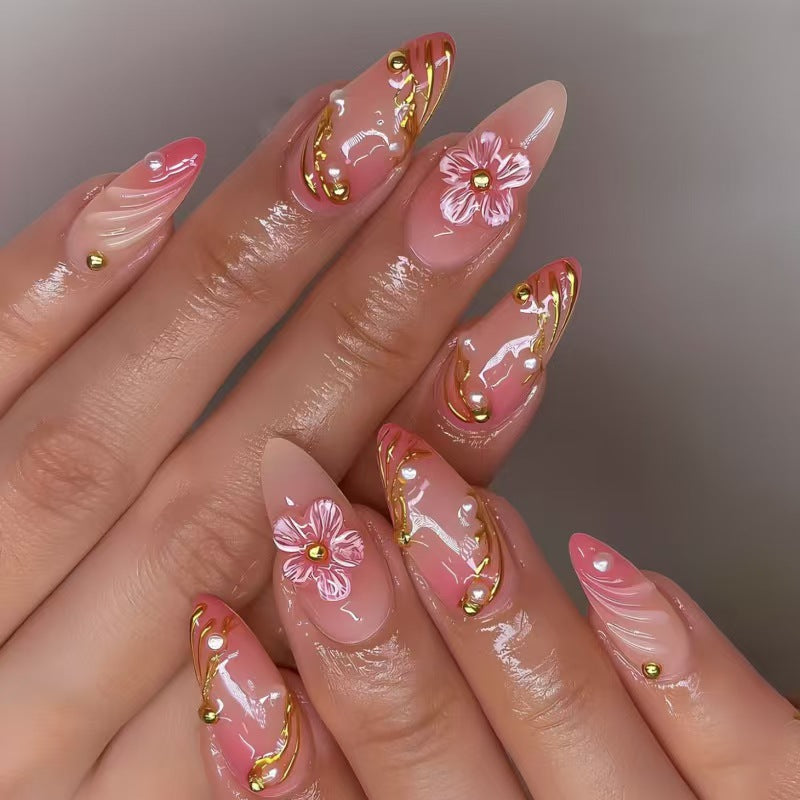 Floral and Decorative Press-On Nail Set Bowlift