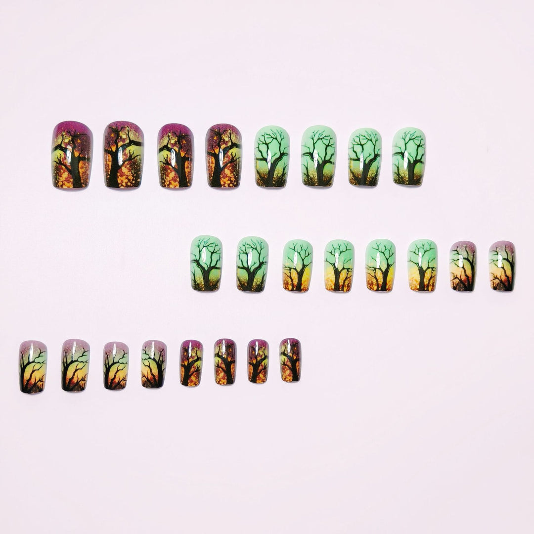 Artistic Ombre Tree-Themed Nail Art Bowlift