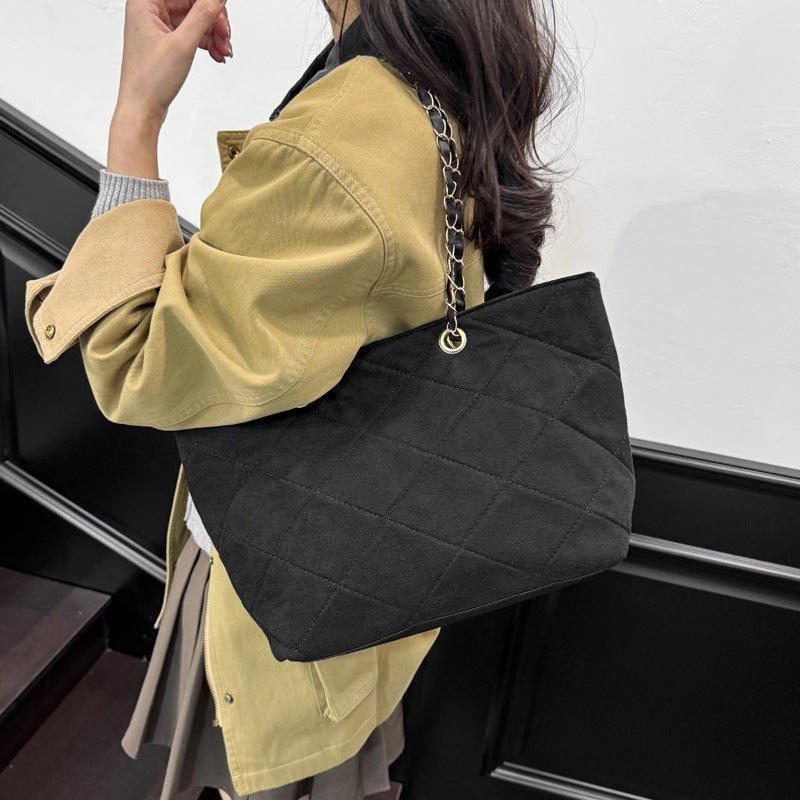 WoQuilted Suede Shopping Tote Bowlift