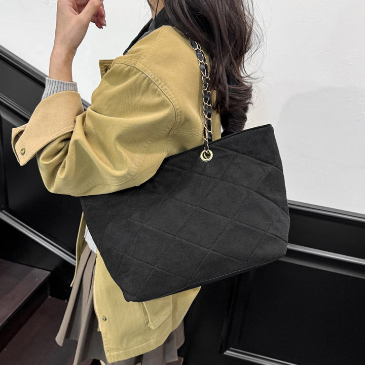 WoQuilted Suede Shopping Tote Bowlift
