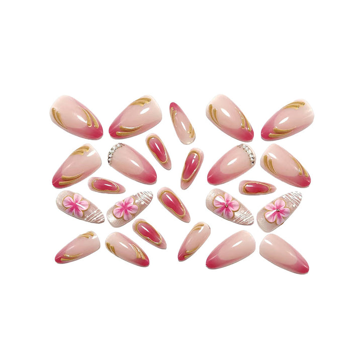 Artificial nails with floral and glamorous accents Bowlift