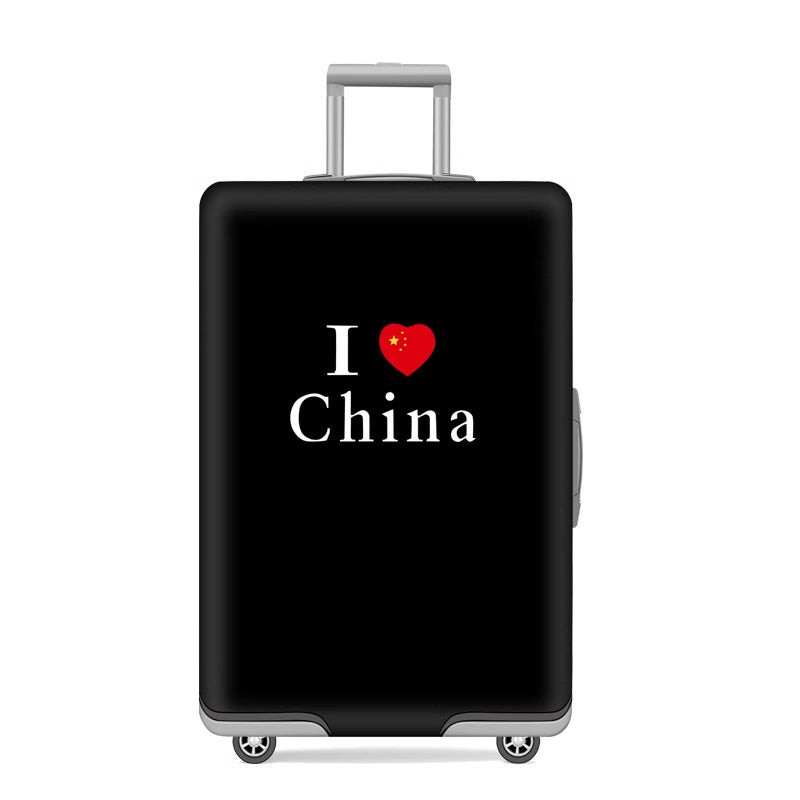 Unisex nan elastic motif suitcase cover made of stretchable polyester with handle and wheel openings Bowlift